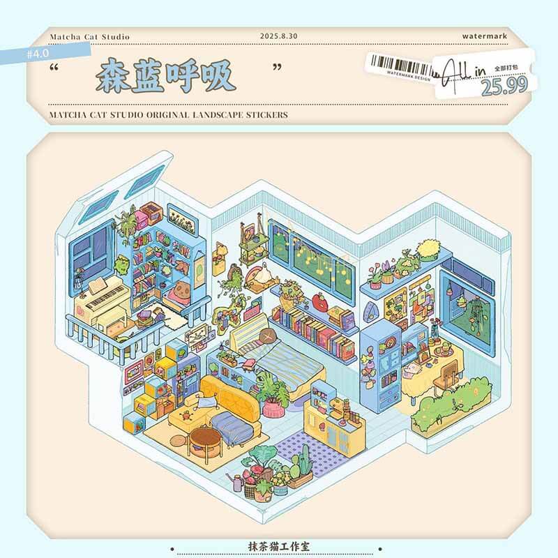 Dream Apartment DIY 3D Scenes Sticker 3 Cute Miniature Scenes(M)