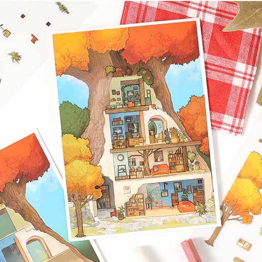 Dream Habitats DIY 3D Scene Stickers 4 Cute Miniature Scenes(S)
