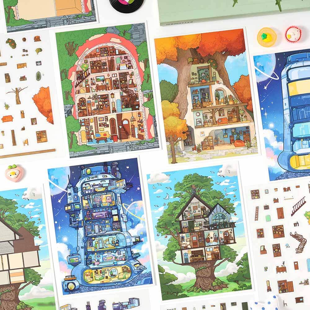 Dream Habitats DIY 3D Scene Stickers 4 Cute Miniature Scenes(S)