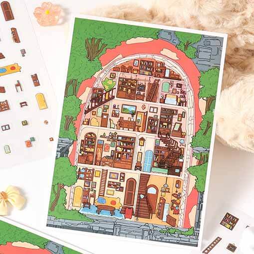 Dream Habitats DIY 3D Scene Stickers 4 Cute Miniature Scenes(S)