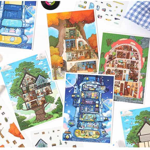 Dream Habitats DIY 3D Scene Stickers 4 Cute Miniature Scenes(S)