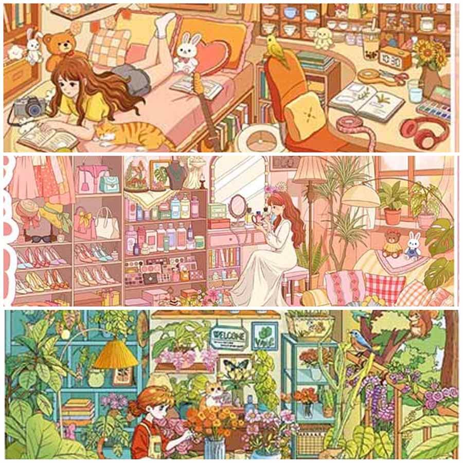 Dream Home Story DIY 3D Scene Stickers 3 Cute Scenes(L)