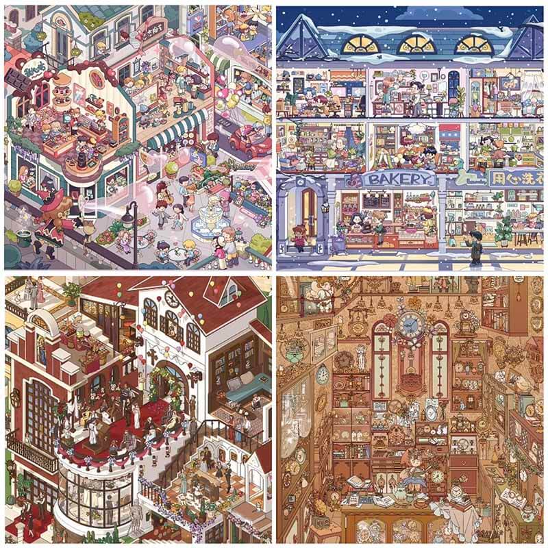 Dream Manor DIY 3D Scene Stickers 4 Cute Scenes ( L&xL )