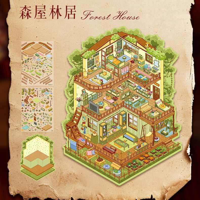 Dream Retreat DIY 3D Scene Stickers 2 Cute Miniature Scenes(L)