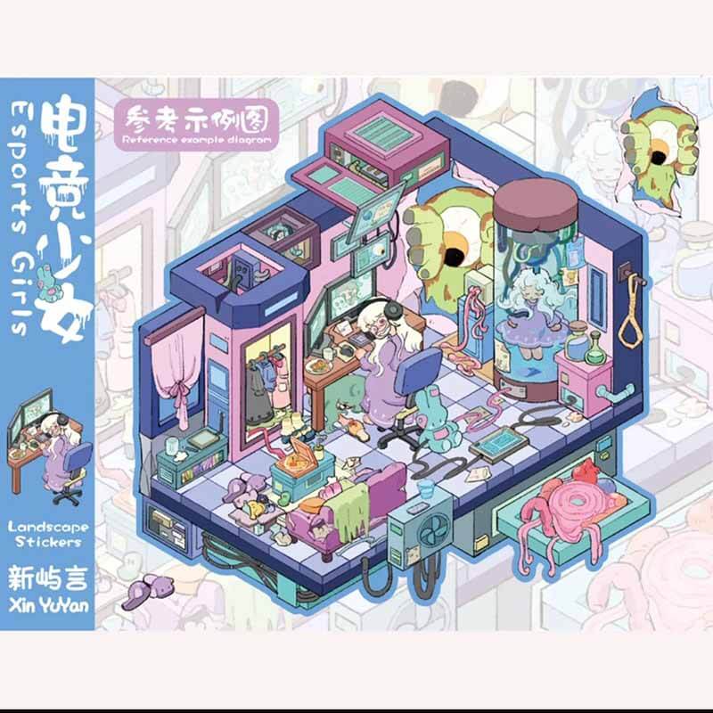 Dream Rhythm City DIY 3D Scene Stickers 4 Cute Miniature Scenes(S)