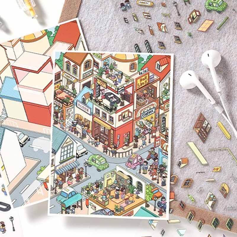 Dream Town DIY 3D Scene Stickers 4 Cute Scenes(S)
