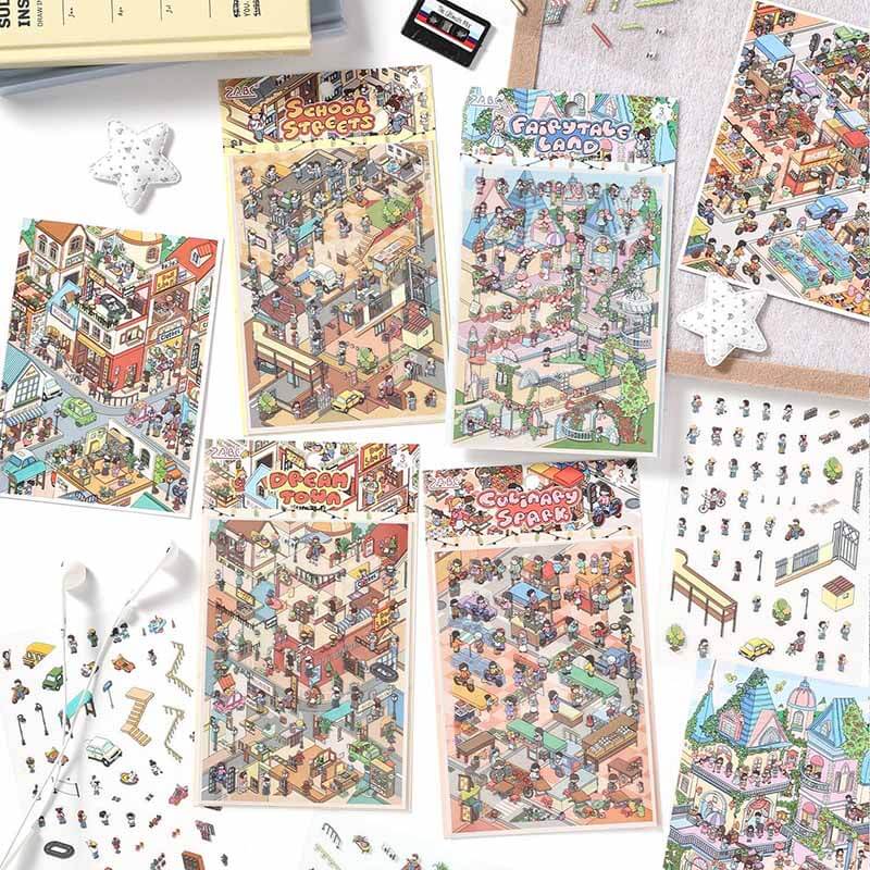 Dream Town DIY 3D Scene Stickers 4 Cute Scenes(S)