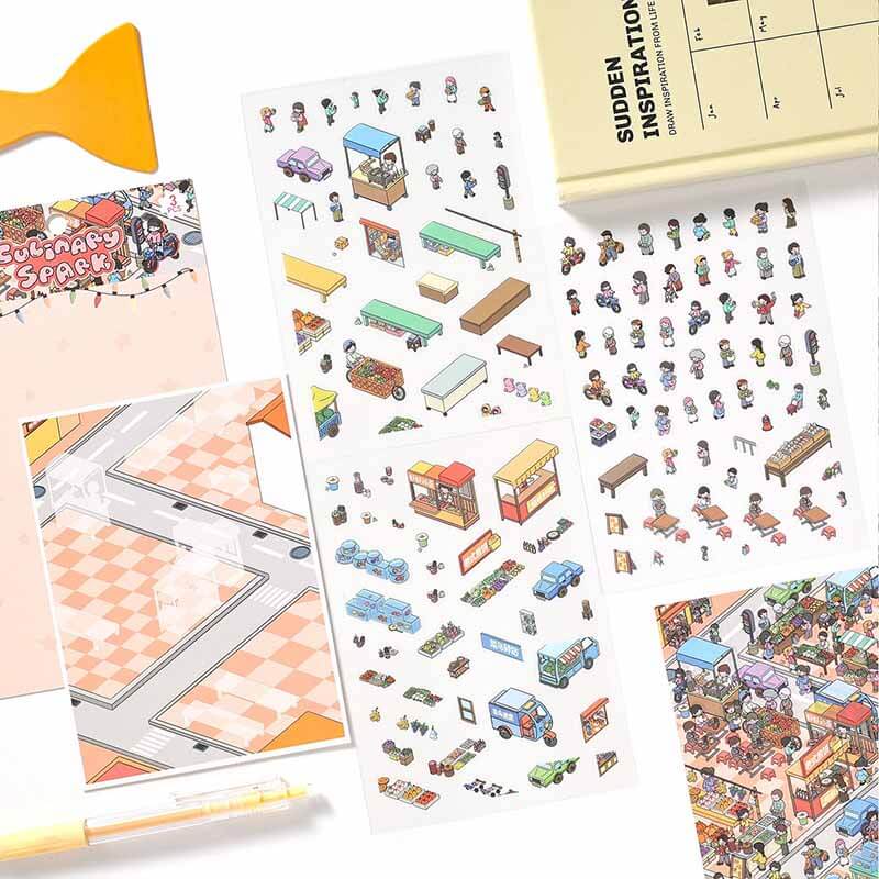 Dream Town DIY 3D Scene Stickers 4 Cute Scenes(S)