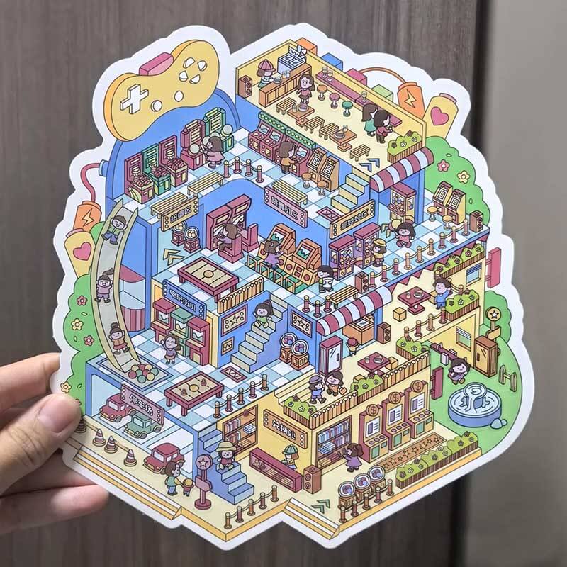 Dreamcore District DIY 3D Scene Stickers 3 Cute Miniature Scenes(L)