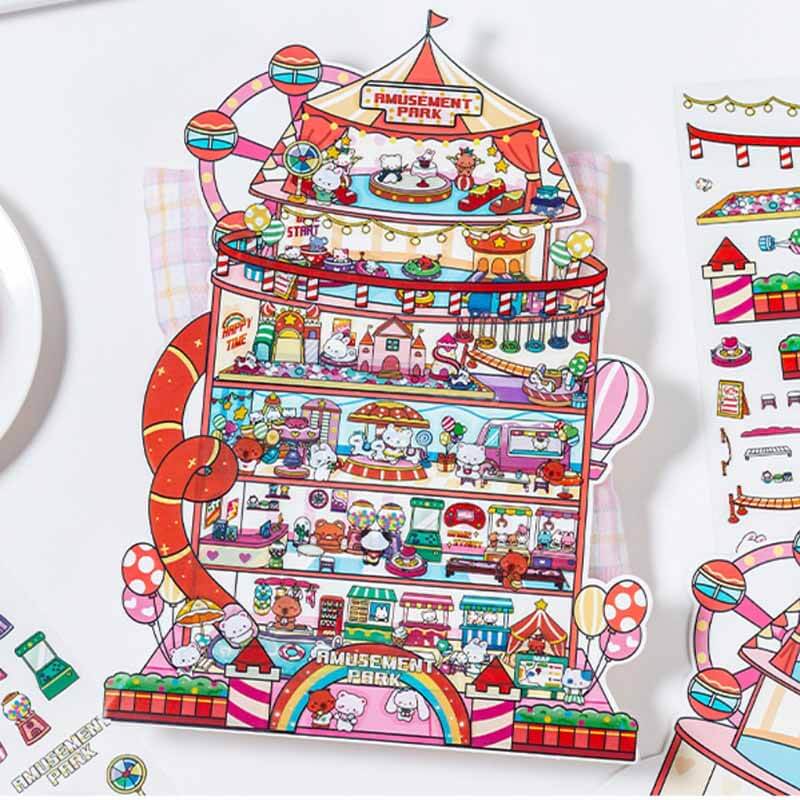 Dreamscape Home 3D Scene Stickers 4 Cute Miniature Scenes(L)