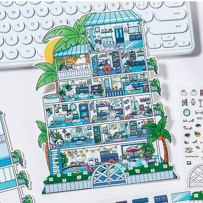 Dreamscape Home 3D Scene Stickers 4 Cute Miniature Scenes(L)
