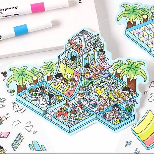 Dreamscape Parks DIY 3D Scene Stickers 4 Cute Miniature Scenes(S)