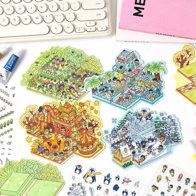 Dreamscape Parks DIY 3D Scene Stickers 4 Cute Miniature Scenes