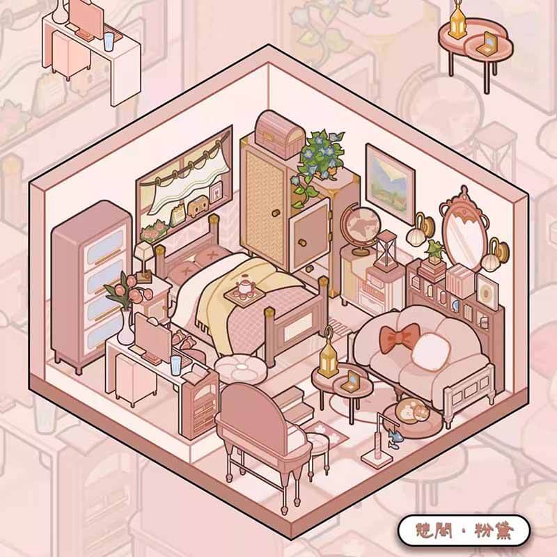 Dreamy Bedroom DIY 3D Scene Stickers 4 Cute Miniature Scenes(S)