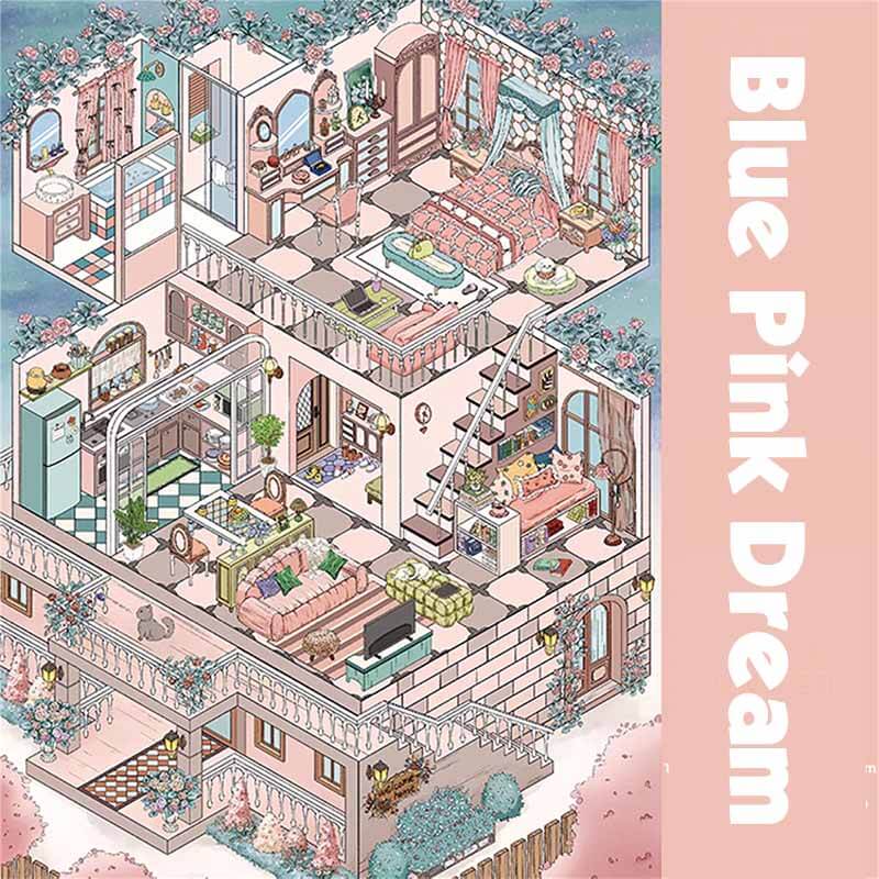 Dreamy Blues DIY 3D Scene Stickers 4 Cute Miniature Scenes(L)