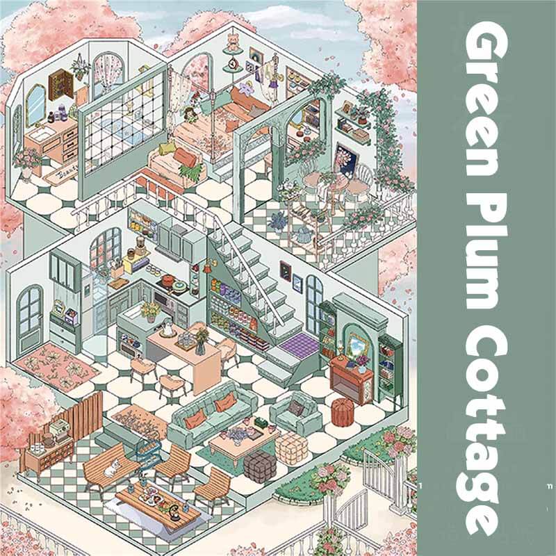 Dreamy Blues DIY 3D Scene Stickers 4 Cute Miniature Scenes(L)