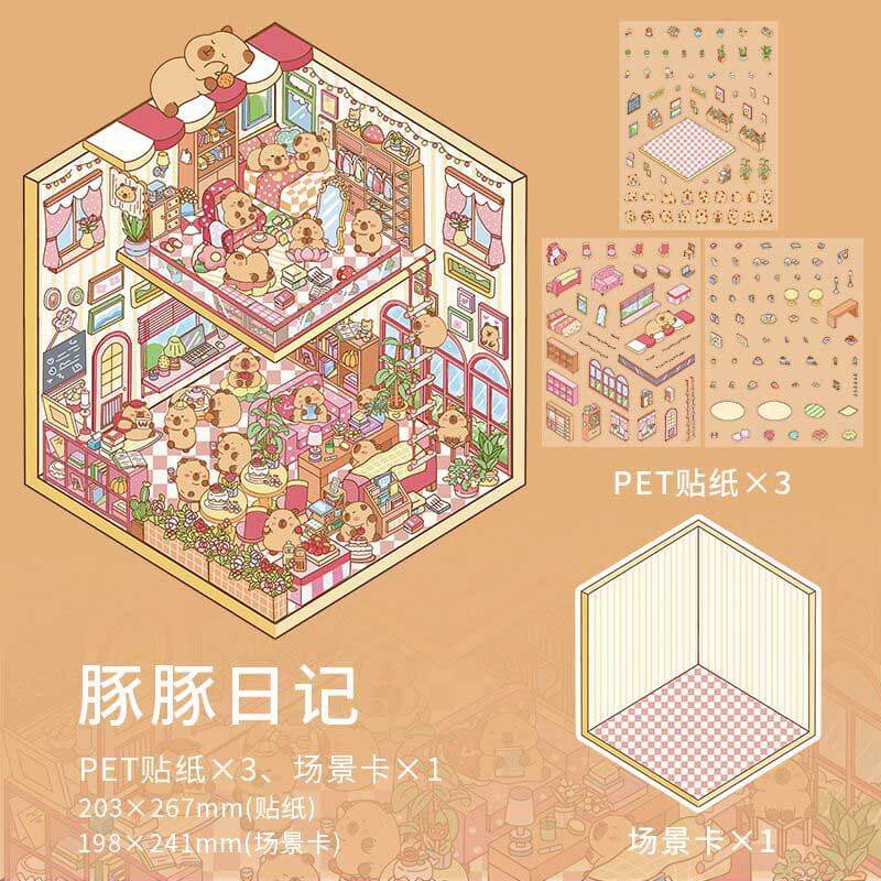 Dreamy Abode Series DIY 3D Scene Stickers 4 Cute Miniature Scenes
