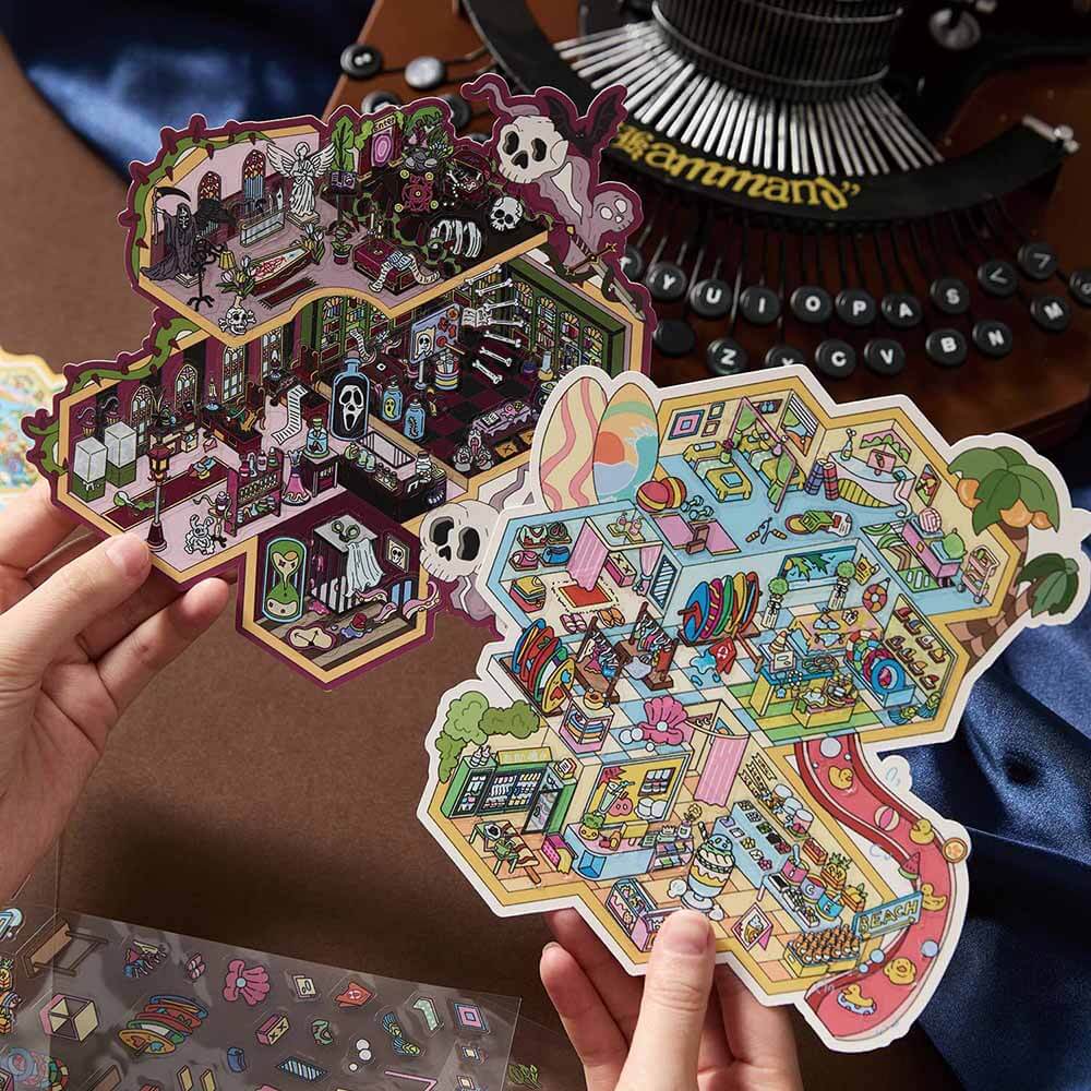 Dual Realm DIY 3D Scene Stickers 2 Cute Miniature Scenes