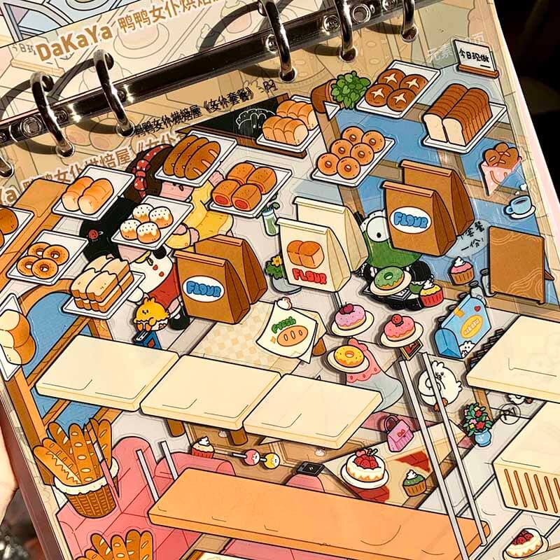 Duck Maid Bakery Book DIY 3D Scene Stickers Cute Scenes(M)
