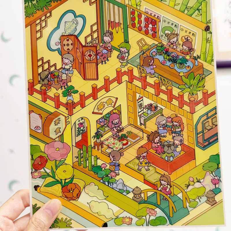 Eastern Delicacies DIY 3D Scene Stickers 2 Cute Miniature Scenes(L)