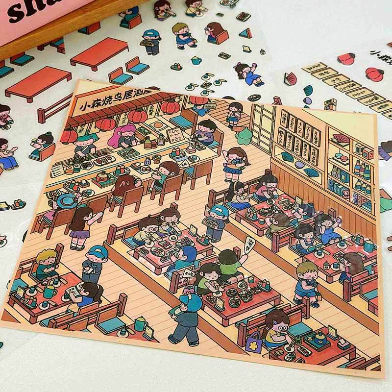 Eastern Delicacies DIY 3D Scene Stickers 2 Cute Miniature Scenes(L)
