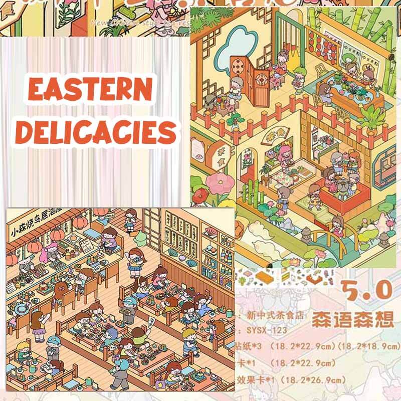 Eastern Delicacies DIY 3D Scene Stickers 2 Cute Miniature Scenes(L)