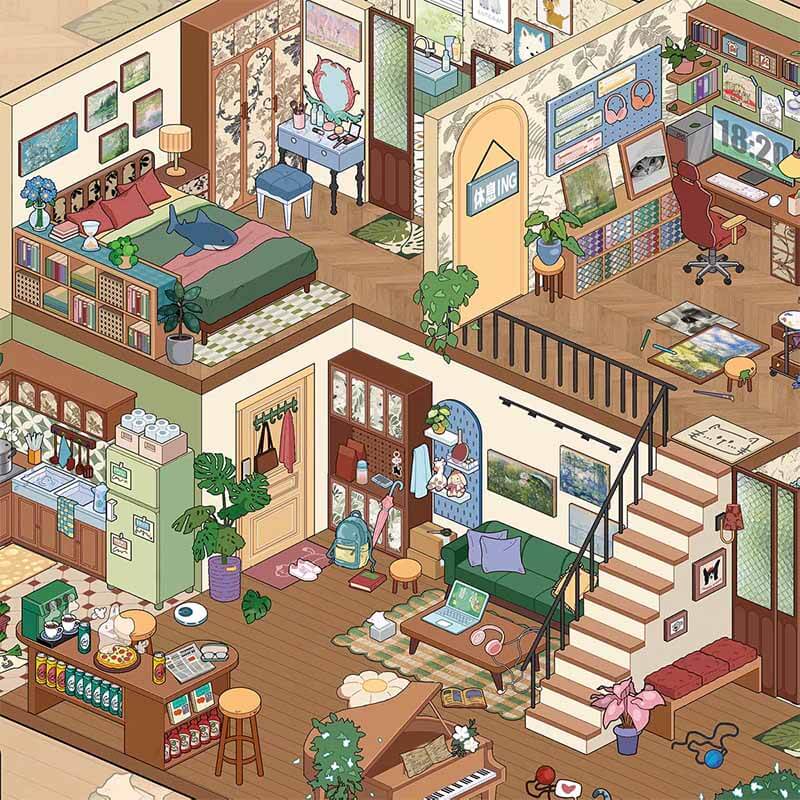 Echoes of Time DIY 3D Scene Stickers 2 Cute Miniature Scenes(M&L)