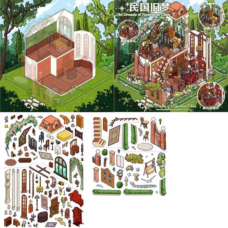 Echoes of Time DIY 3D Scene Stickers 2 Cute Miniature Scenes(M&L)