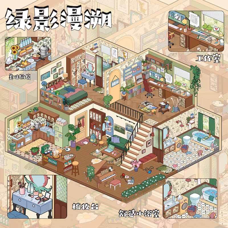 Echoes of Time DIY 3D Scene Stickers 2 Cute Miniature Scenes(M&L)