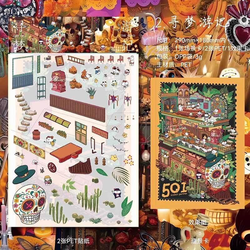 Echoes of Wanderlust DIY 3D Scene Stickers 4 Cute Miniature Scenes