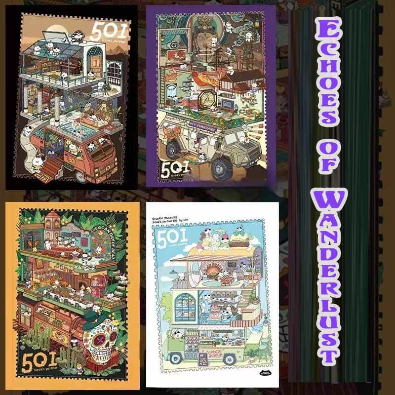 Echoes of Wanderlust DIY 3D Scene Stickers 4 Cute Miniature Scenes