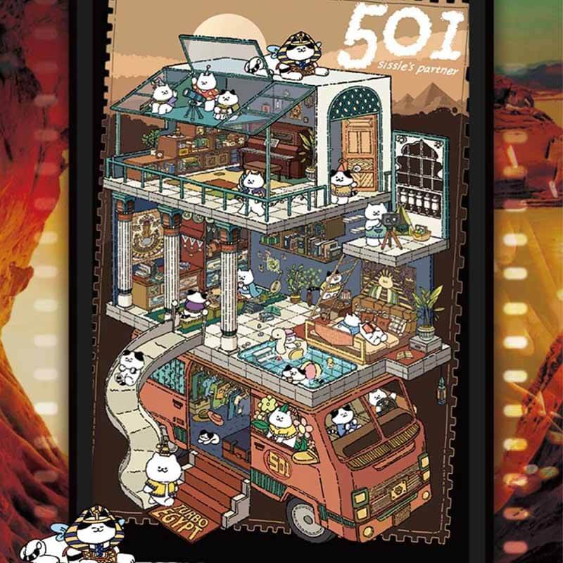 Echoes of Wanderlust DIY 3D Scene Stickers 4 Cute Miniature Scenes