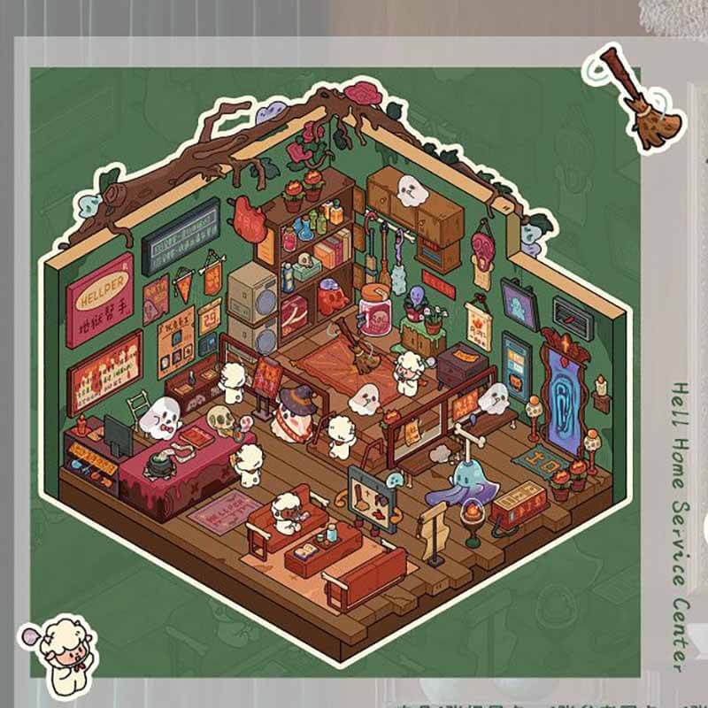 Eerie Lifestyle DIY 3D Scene Stickers 4 Cute Miniature Scenes(M)