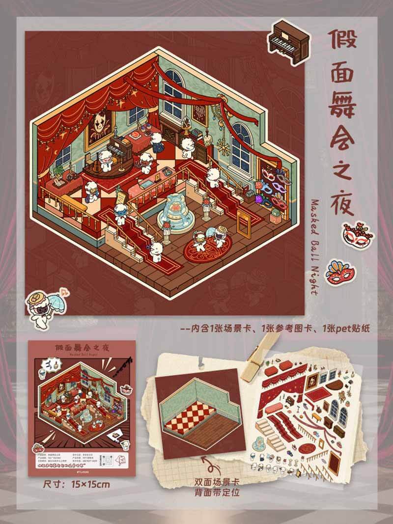 Eerie Lifestyle DIY 3D Scene Stickers 4 Cute Miniature Scenes(M)