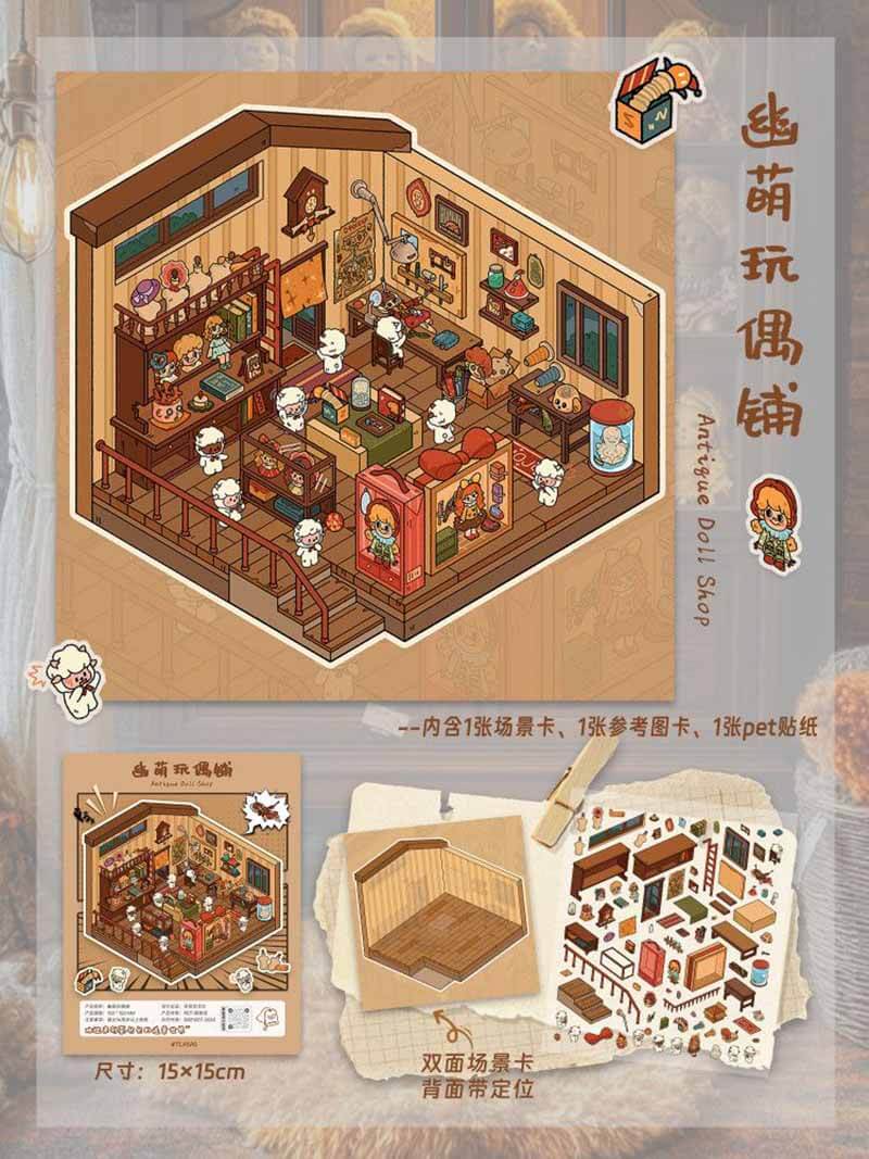 Eerie Lifestyle DIY 3D Scene Stickers 4 Cute Miniature Scenes(M)