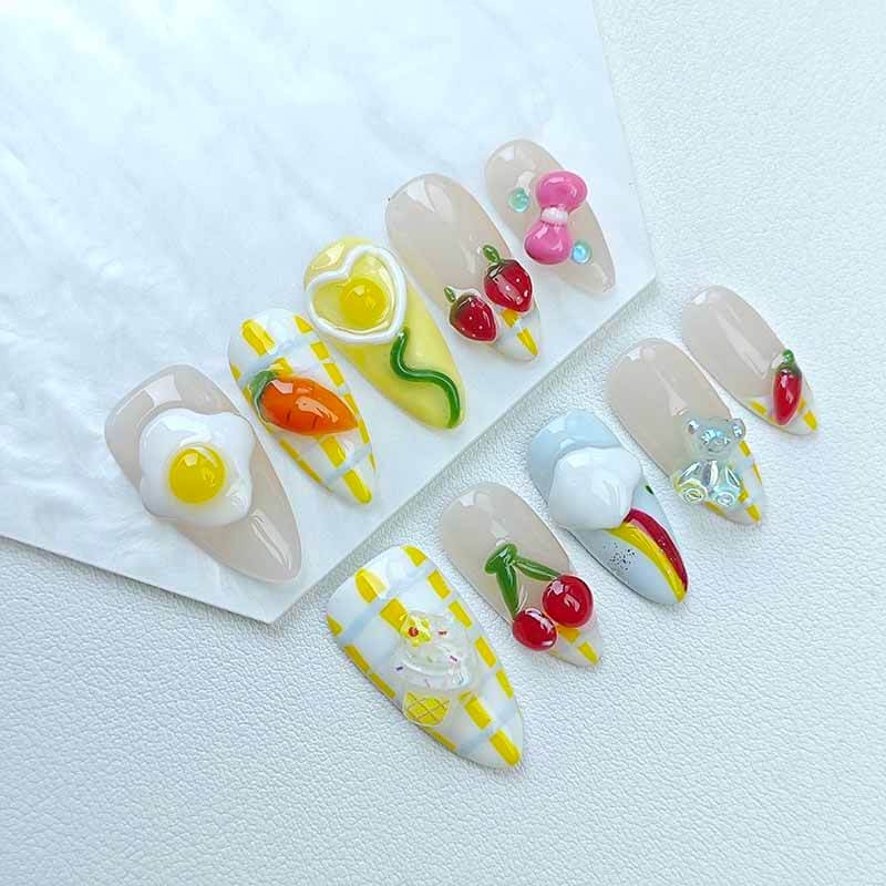 Beauty Art Garden Press On Nails Eggy Cream Pop 135