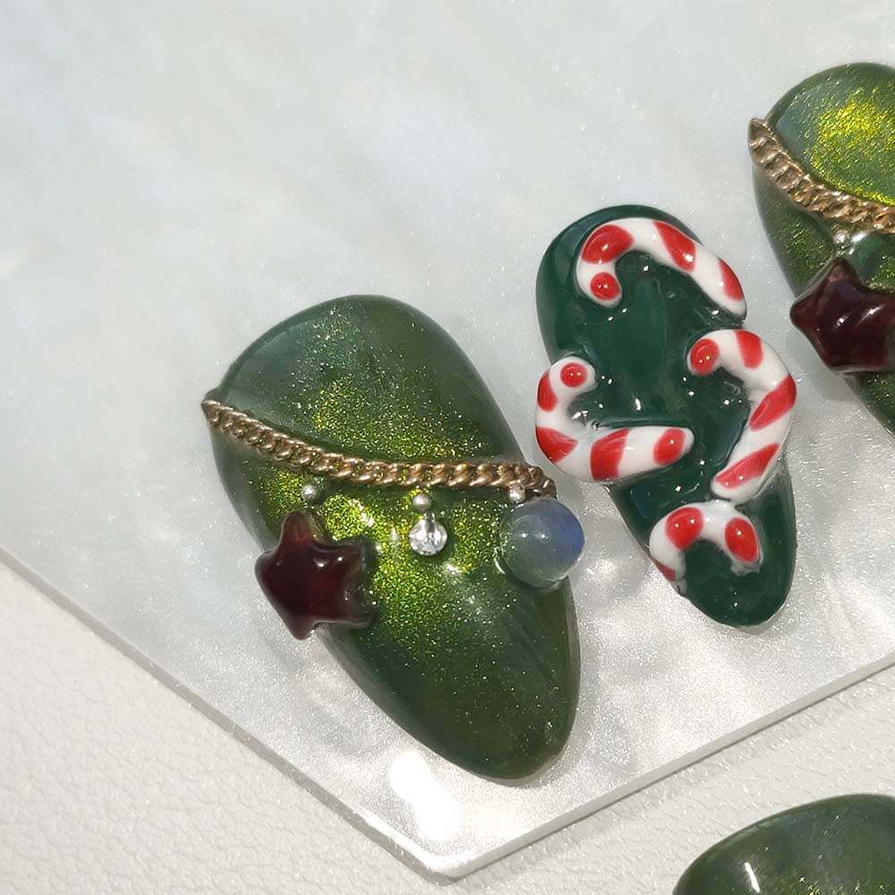 Beauty Art Garden Press On Nails Emerald Christmas 59