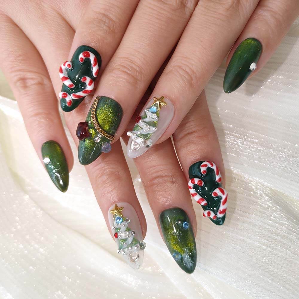 Beauty Art Garden Press On Nails Emerald Christmas 59