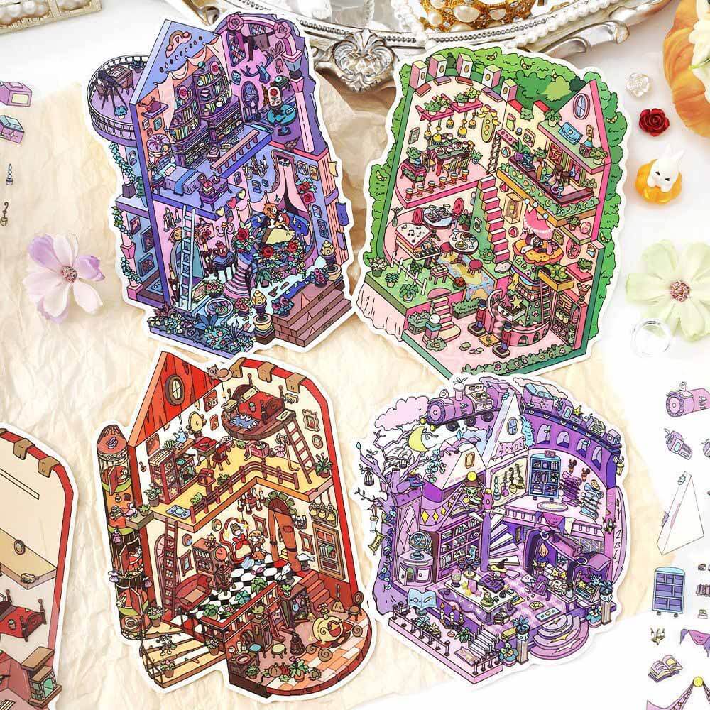 Enchanted Chapter DIY 3D Scene Stickers 4 Cute Miniature Scenes(S)