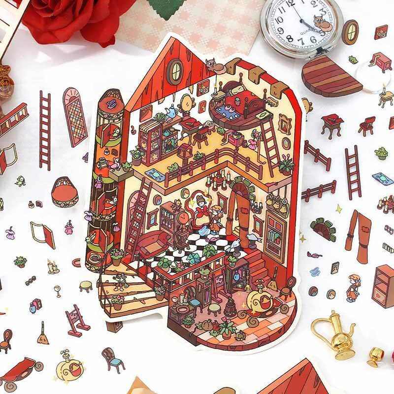 Enchanted Chapter DIY 3D Scene Stickers 4 Cute Miniature Scenes(S)