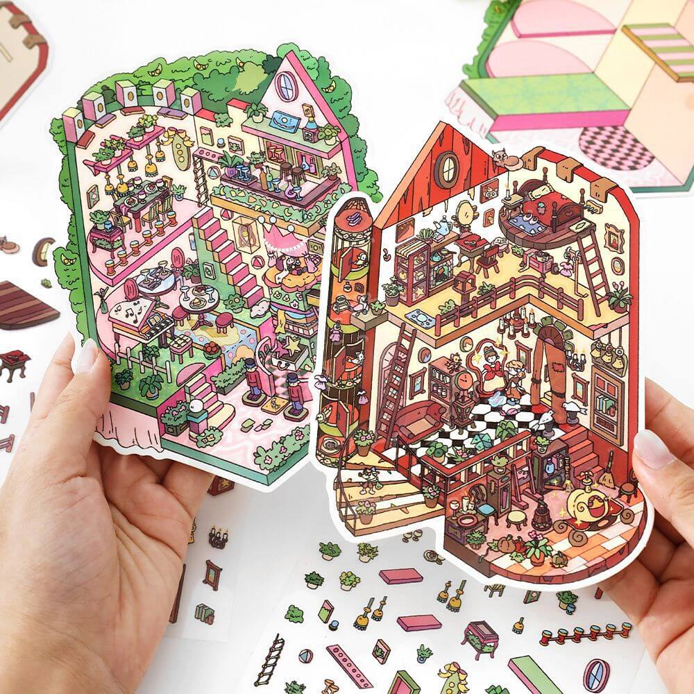 Enchanted Chapter DIY 3D Scene Stickers 4 Cute Miniature Scenes(S)