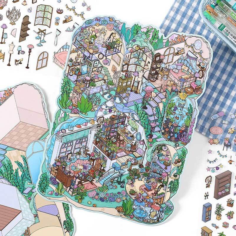 Enchanted Habitat DIY 3D Scene Stickers 2 Cute Miniature Scenes(L)