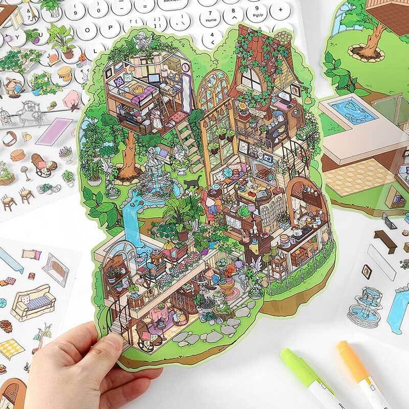Enchanted Habitat DIY 3D Scene Stickers 2 Cute Miniature Scenes(L)