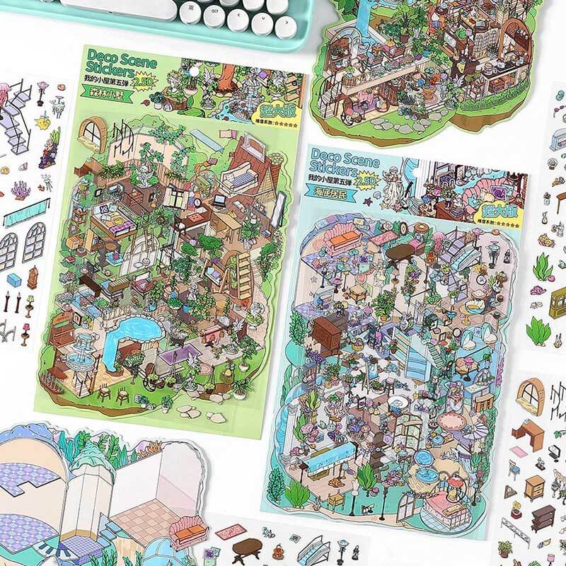 Enchanted Habitat DIY 3D Scene Stickers 2 Cute Miniature Scenes(L)