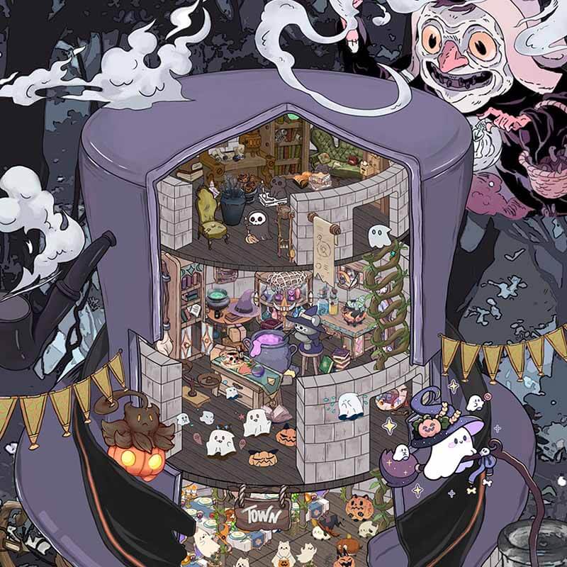 Enchanted Night DIY 3D Scene Stickers 2 Cute Miniature Scenes (L)