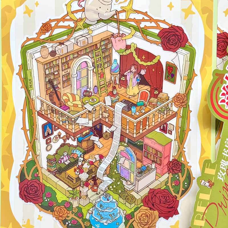 Enchanted Nights DIY 3D Scene Stickers 4 Cute Miniature Scenes(L)