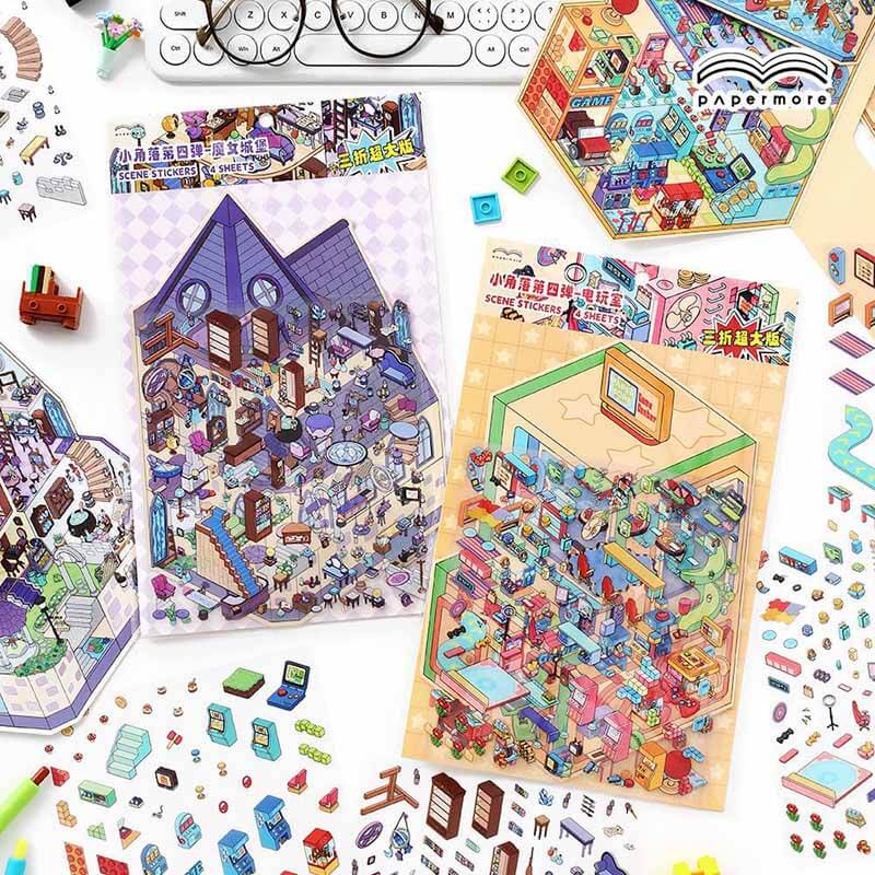 Enchanted Playhouse DIY 3D Scene Stickers 2 Cute Miniature Scenes(L)