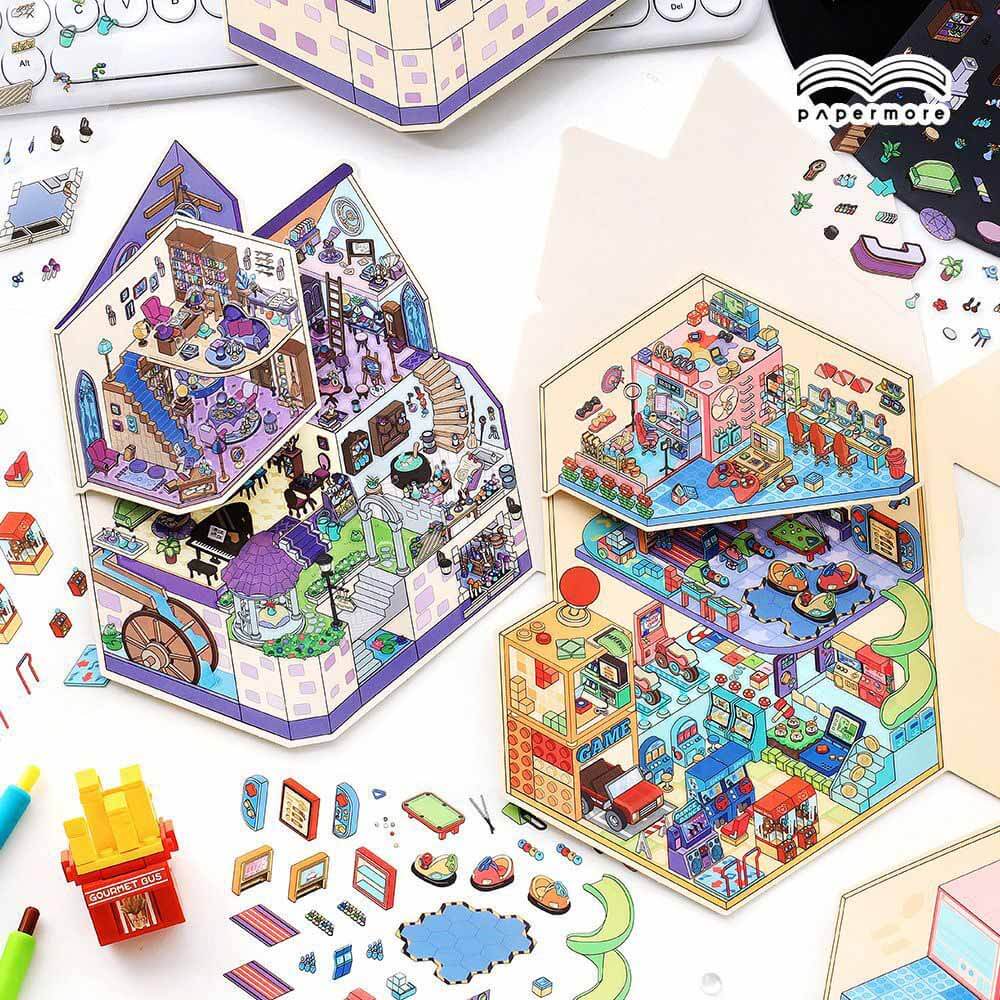 Enchanted Playhouse DIY 3D Scene Stickers 2 Cute Miniature Scenes(L)