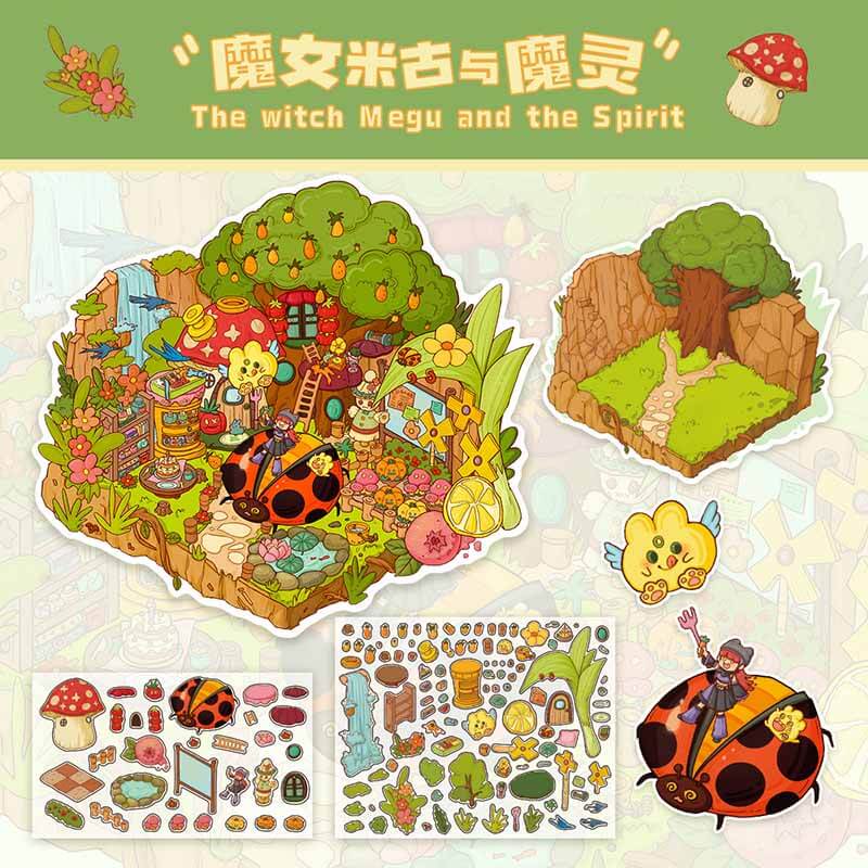 Enchanted Spirit DIY 3D Scene Stickers 2 Cute Miniature Scenes(M)