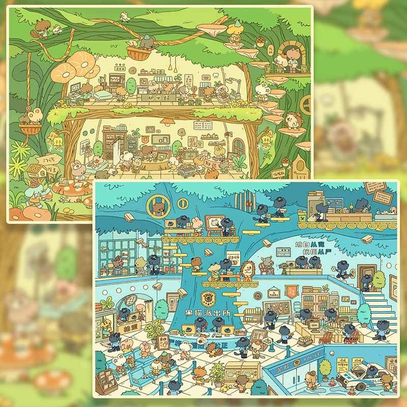 Enchanted Village DIY 3D Scenes Sticker 3 Cute Miniature Scenes(L)
